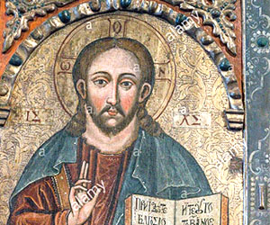 Ikona-Chrystus-Pantokrator. XVII-wieczna ikona eksponowana w muzeum.